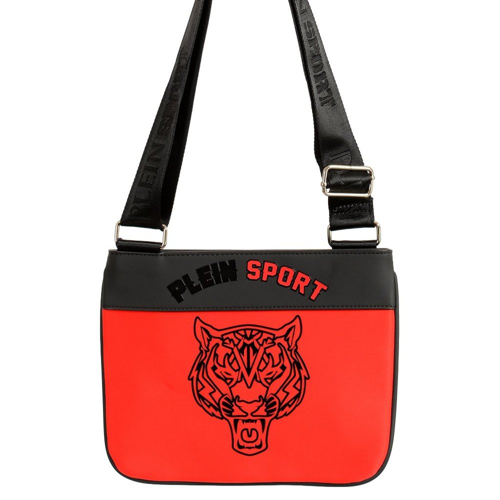 Plein Sport Unisex Red & Black Logo Print Crossbody Bag